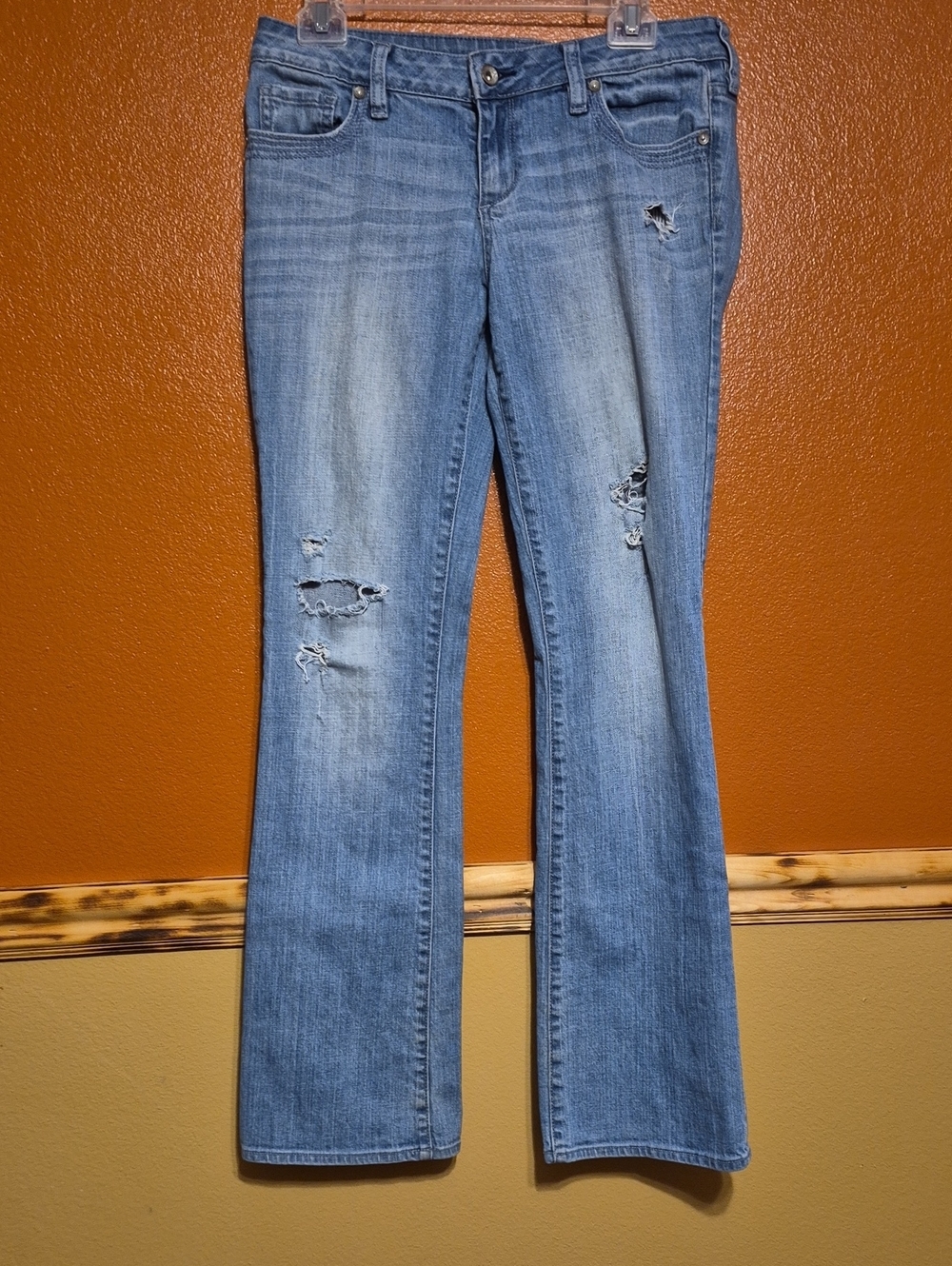 Bullhead Light Blue Distressed Flare Jeans